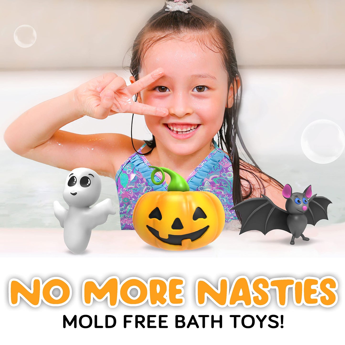 SplashEZ Halloween Mold Free Bath Toys for Babies & Toddlers, Animal No Hole Bath Toys, No Mold Tub, Beach, Pool, BPA-Free, Infant Play Set No Holes 1 3 6 12 18 Months