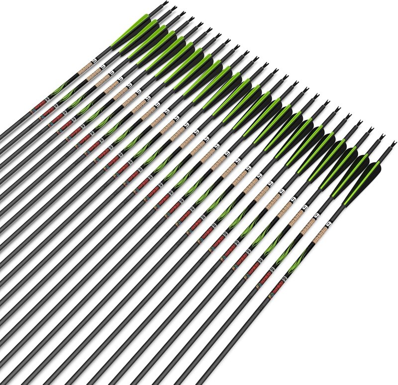 Sanlida 100% Pure Carbon Hunting Arrows - Olympic-Grade 10 Spine Deflection | 0.001" Straightness, 12/24 Pack