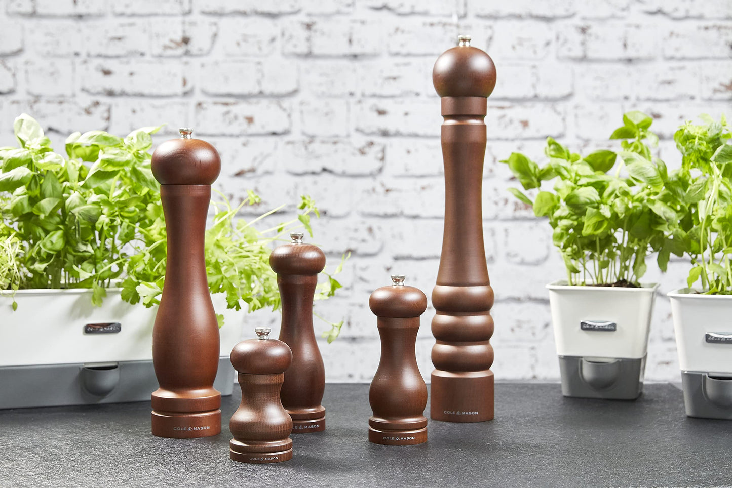Cole & Mason HB1644P Forest Capstan Pepper Mill, Precision+ Wooden, Stained Beech Wood, 400 mm, Single, Includes 1 x Pepper Grinder