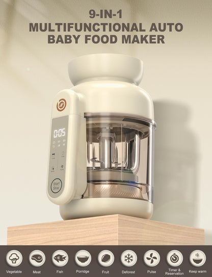 Babynutri Auto Baby Food Maker, Glass Baby Food Mills, Baby Blender & Steamer and Puree Maker with Auto Cooking, Easy Cleaning, Dishwasher Safe, Cook at Home, Touch Screen Control