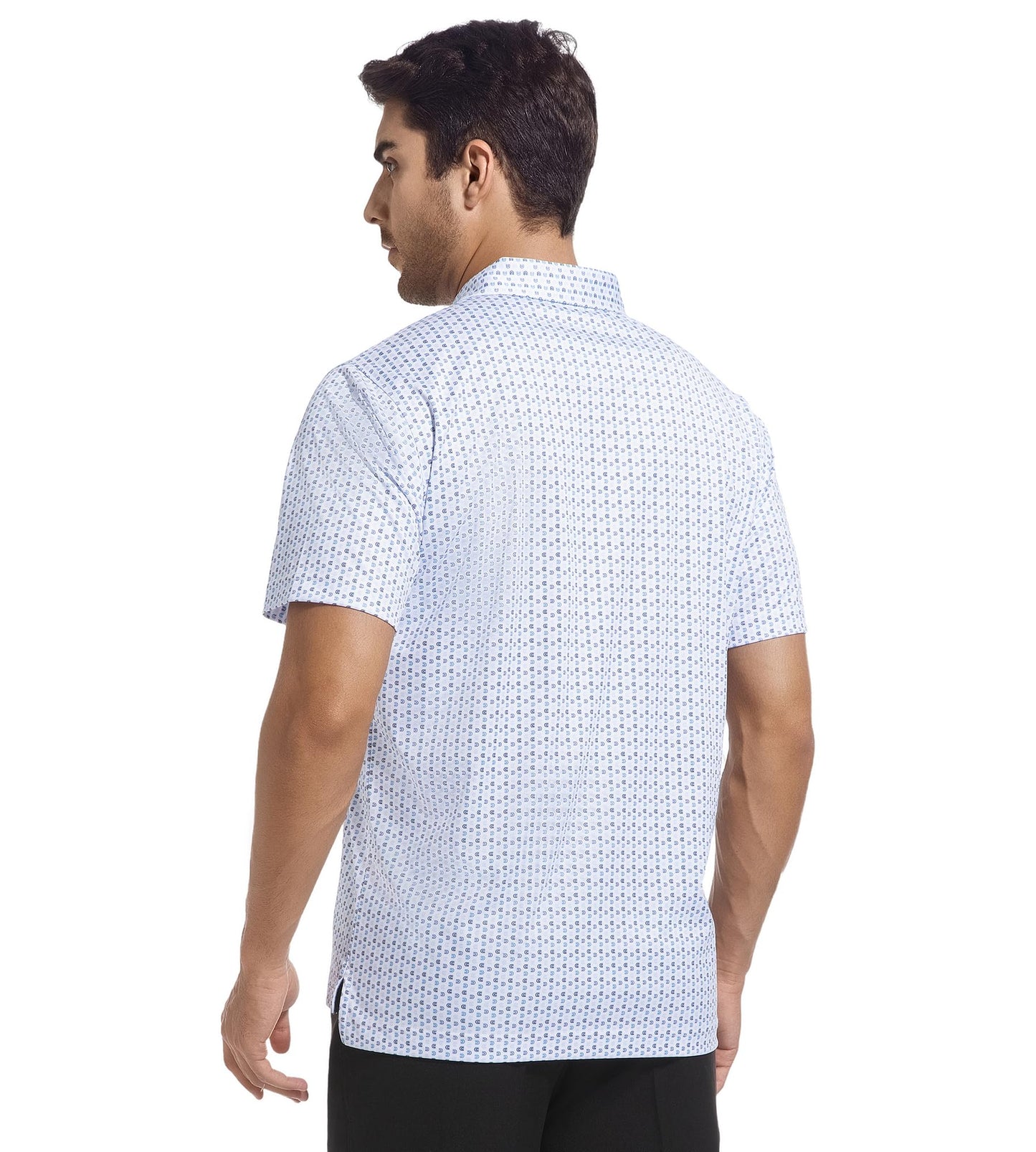 SAMERM Mens Golf Shirts Short Sleeve Dry Fit Performance Moisture Wicking Print Sport Polo Shirts for Men Casual，White U，XL
