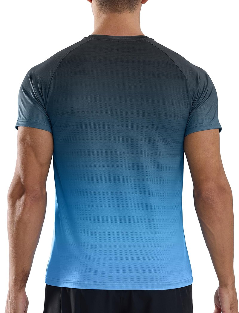 Men's Athletic Running T-Shirts Quick Dry Gym Workout Shirts Moisture Wicking Short-Sleeve Lightweight Sports Tee Tops Performance Activewear Gradient Green M