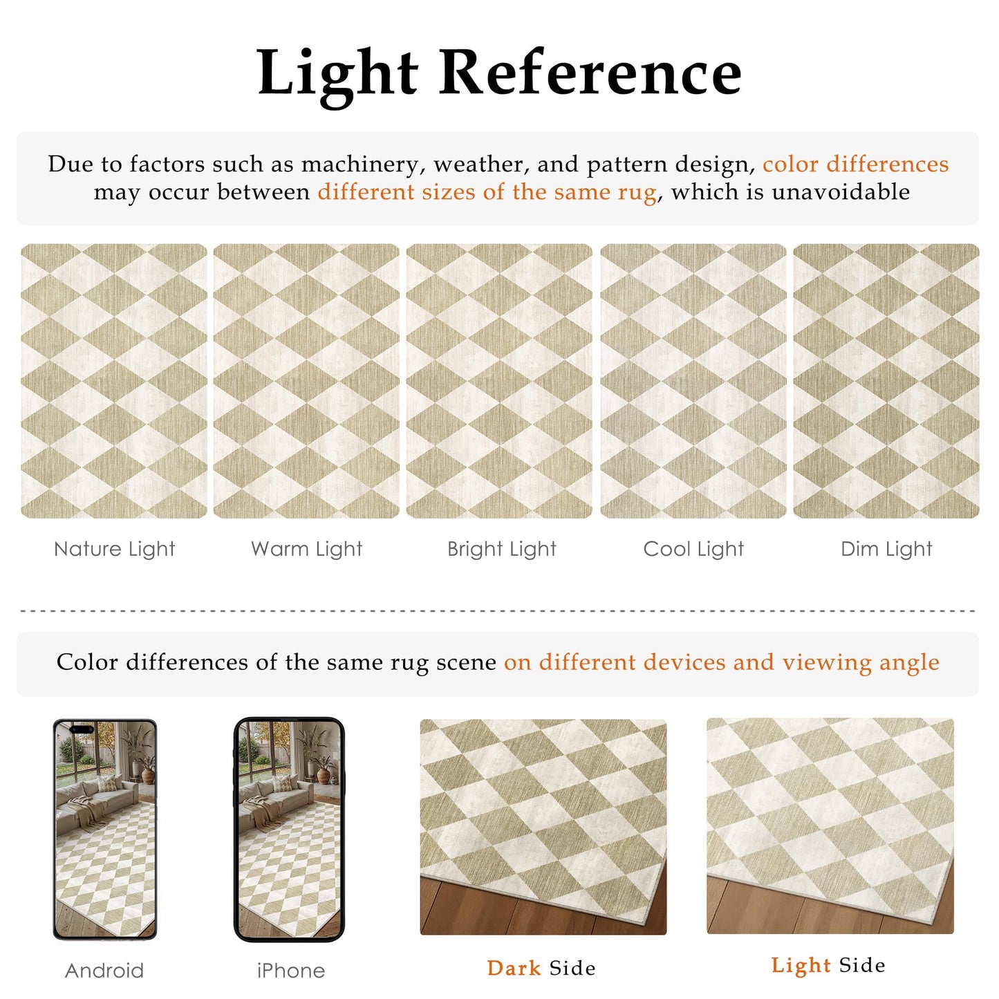 WondRg 8x10 Checkered Beige Area Rug for Living Room Bedroom Washable Soft Modern Non Slip Large Throw Rug Lightweight Low Pile Neutral Carpet Dining Room Office Classroom Nursery Playroom
