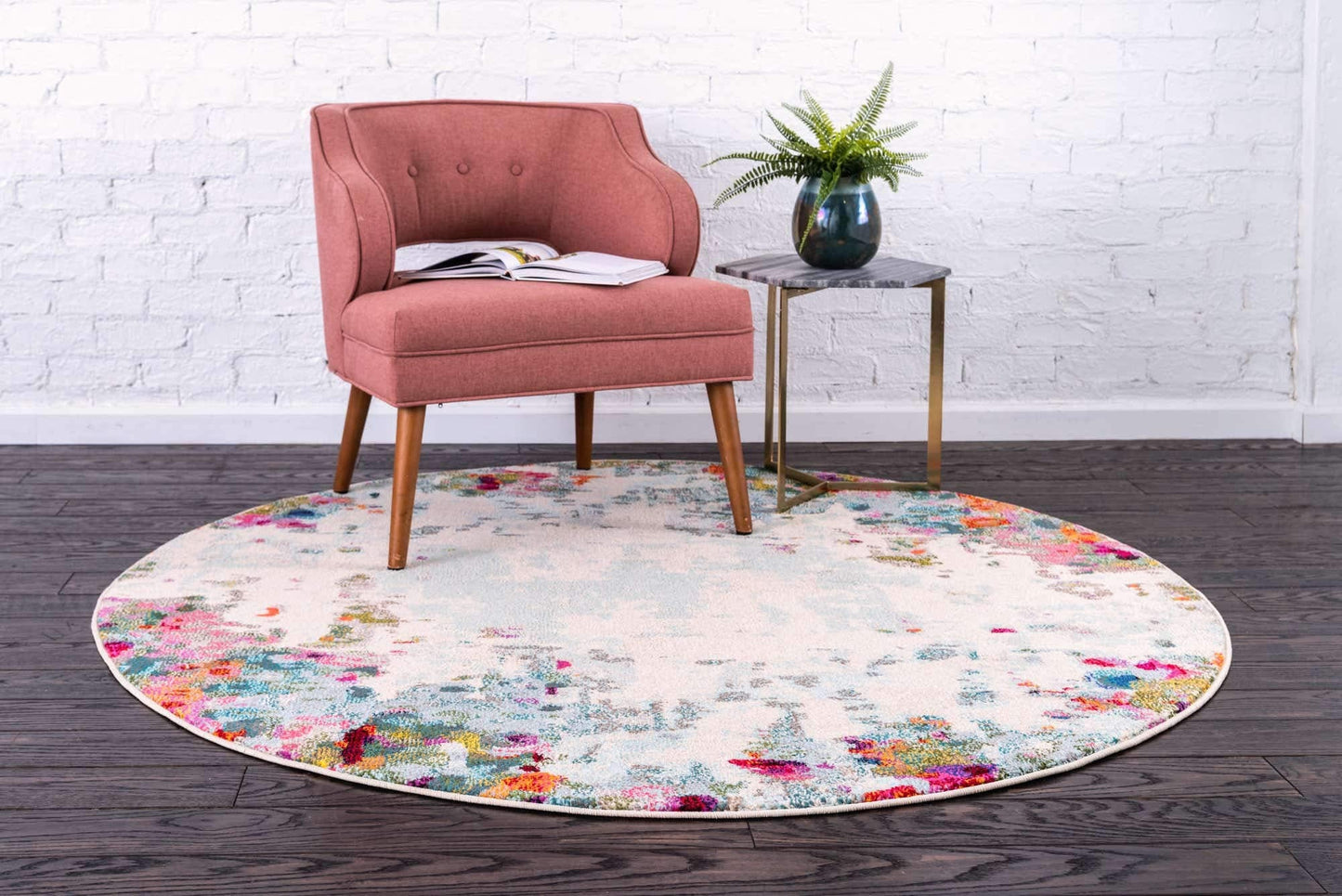 Unique Loom Chromatic Collection Area Rug - Joyous (6' 1" Round Multi/Blue)