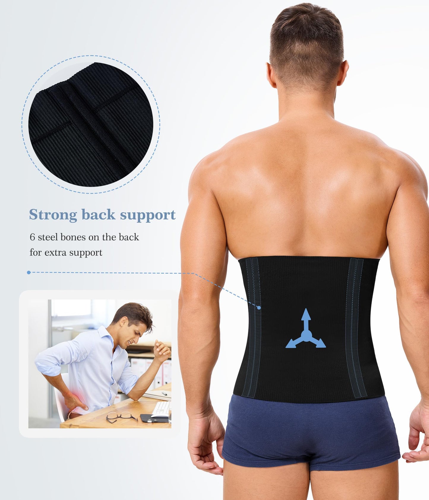 TAILONG Waist Trainer for Men Shapewear Tummy Control Body Shaper Corset Slimming Girdle Fajas para Hombres Black