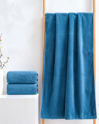 Lumimi Towels 4 Soft Bath Towel Set Super Soft Absorbent Light Weight Dry Well and Durable Gym Beach Travel, 55" L x 27" W, 4 Pack Blue