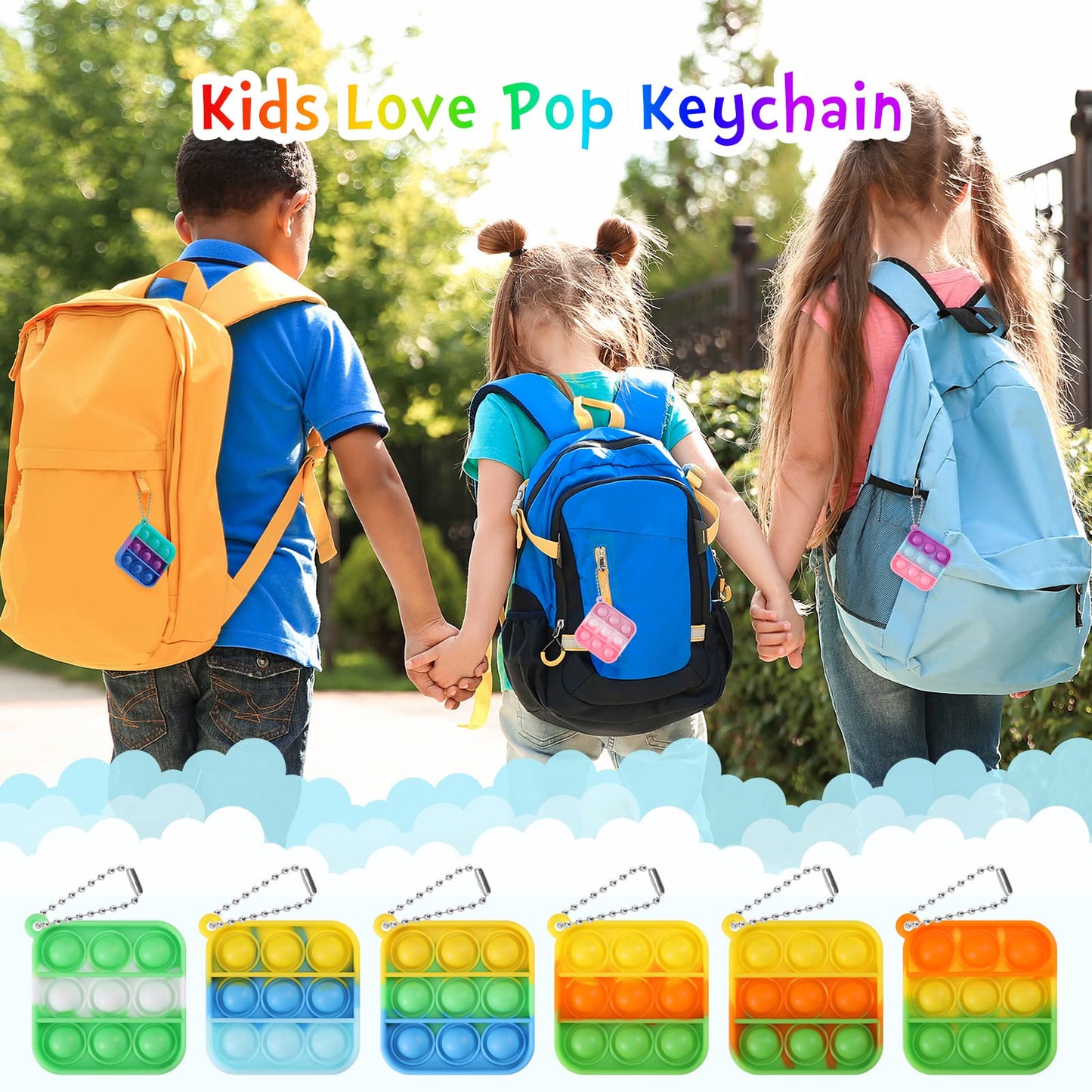 Kids Party Favors Fidget Toys Bulk 30 Pack Mini Pop Fidget Keychain Its Birthday Party Favors for Kids 4-8,8-12 Small Halloween Classroom Prizes It Student Gifts for Students Goodie Bag Stuffers