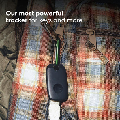 Tile Pro (2022) Bluetooth Item Finder, 1 Pack, 120m finding range, works with Alexa and Google Smart Home, iOS and Android Compatible, Find your Keys, Remotes & More, Black