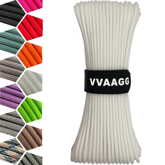 VVAAGG 1000 White Paracord 200FT Utility Parachute Cord 4mm Nylon String12 Strand Nylon Camping Rope, Tent Rope, Clothsline Rope for Survival & Camping Gear(White, 200FT)