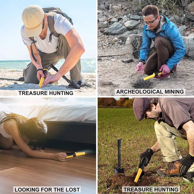 SAKOBS Handheld Pinpointer Metal Detector, Waterproof Metal Detecting Wand with 360° Side Scan, Portable Treasure Hunting Probe for Coins Gold Jewelry, Metal Detector Accessories for Beginners