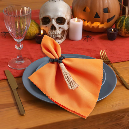 AWTWOW Napkin Rings Set of 12, Black Wooden Bead Napkin Rings for Table Decor, Hallowen Farmhouse Napkins Rings for Boho Table Decor, Fall Banquet, Wedding, Holiday Dinner Party