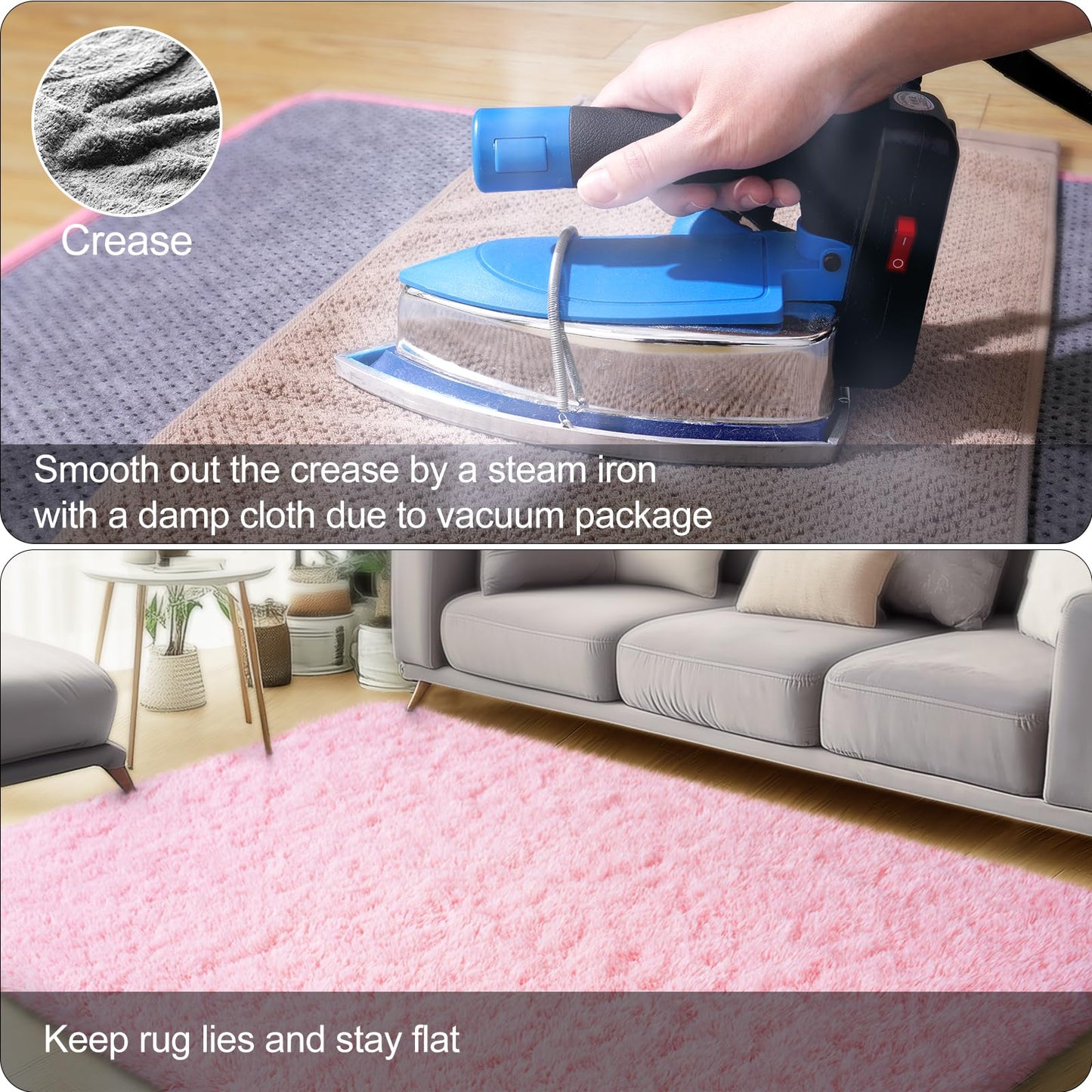 qulint Pink Rugs for Living Room, Large Fluffy 6x9 Area Rugs for Bedroom, Soft Shag Shaggy Carpets for Nursery, Fuzzy Modern Alfombras for Girls Teen Dorm Room Home Decor (6ft x 9ft, Pink)