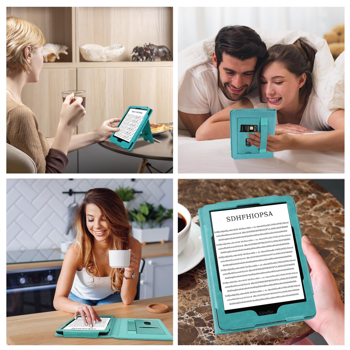 MMK Kindle Paperwhite Case 7"/6.8"(12th/11th Generation-2024/2021), Premium PU Leather Smart Cover with Hand Strap Card Slot, for Kindle Colorsoft Signature Edition(1st Gen 2024), Lake Blue
