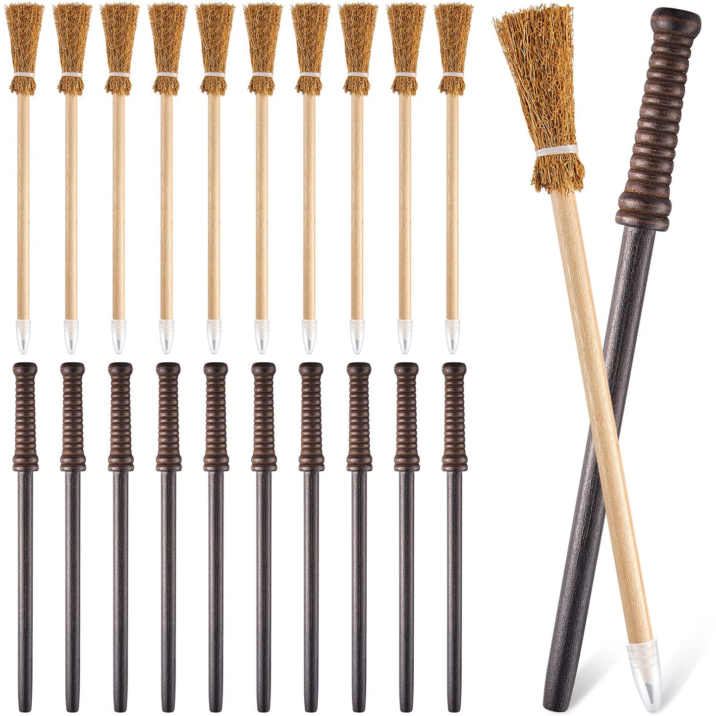 Chinco 20 Pcs Wand Pencils Party Favors Witch Broom Pencils Bulk Set, Halloween Wand Theme Birthday Goody Bag Filler Favors for Kids Teen Tween Boys Girls School Rewards