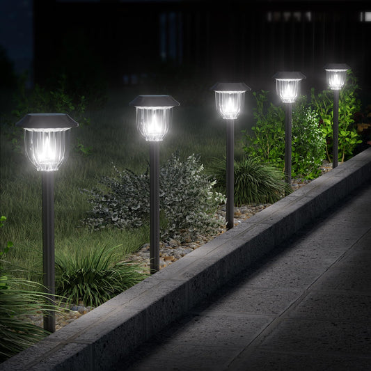 12000K 10 Pack Solar Lights Outdoor IP65 Waterproof,HIGH-POWER LED Solar lights for Outside,Landscape Lighting,Garden Decorative for Yard,Patio,Landscape,Walkway,Sidewalk,Driveway,Lawn (Cold White)