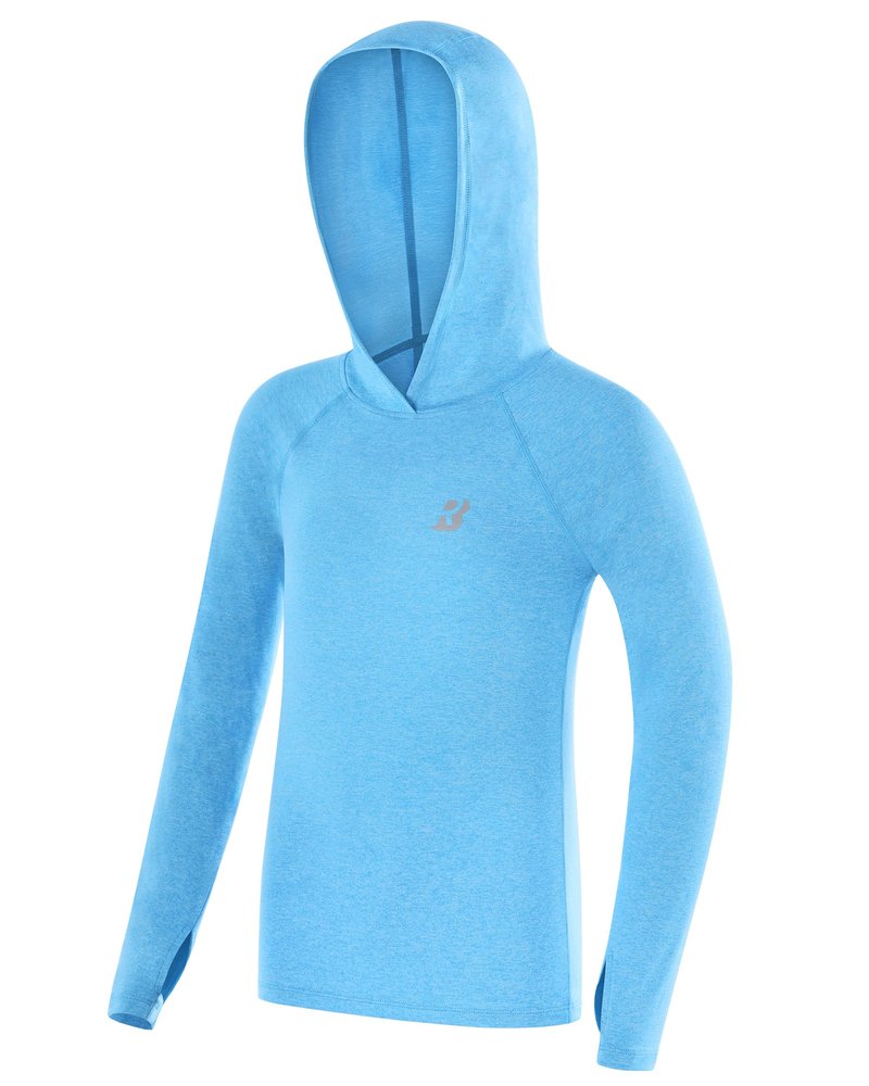 Roadbox Boys Rash Guard Hooded Fishing Shirt, Kids UPF 50+ Long Sleeve Sun Hoodie, Youth UV Protection Beach Swim Shirts