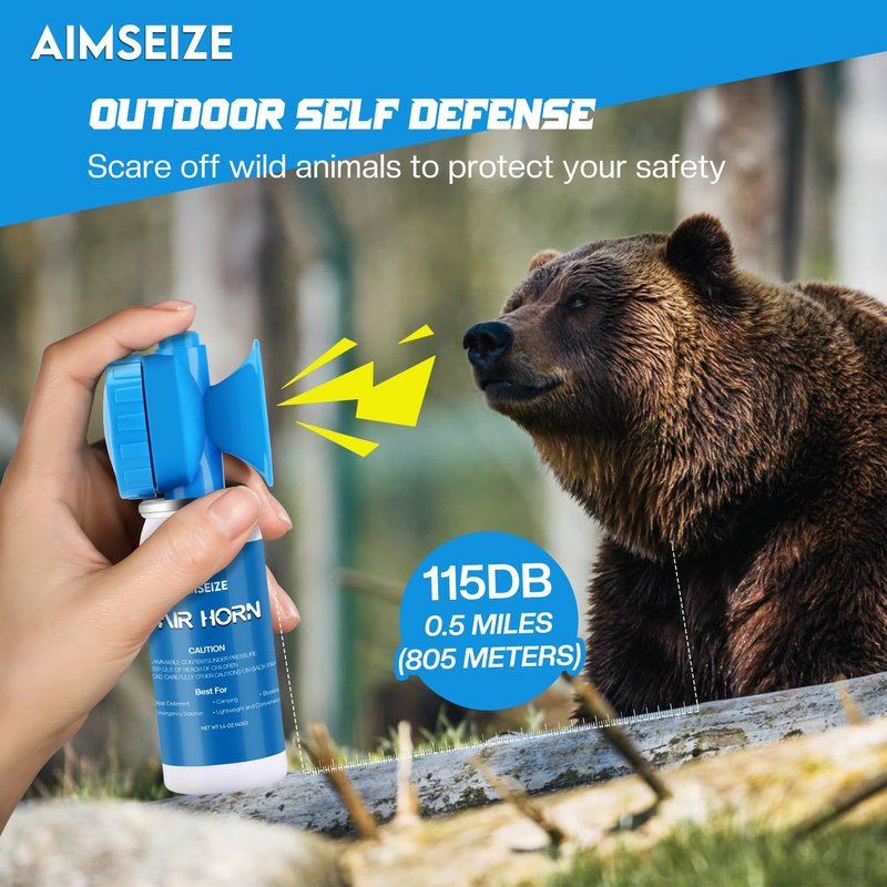 AIMSEIZE Air Horn Bear Horn: Air Horns For Safety Boat Horn For Self Defense - 115dB Heard Up to 0.5-Miles Away (1 Pack)