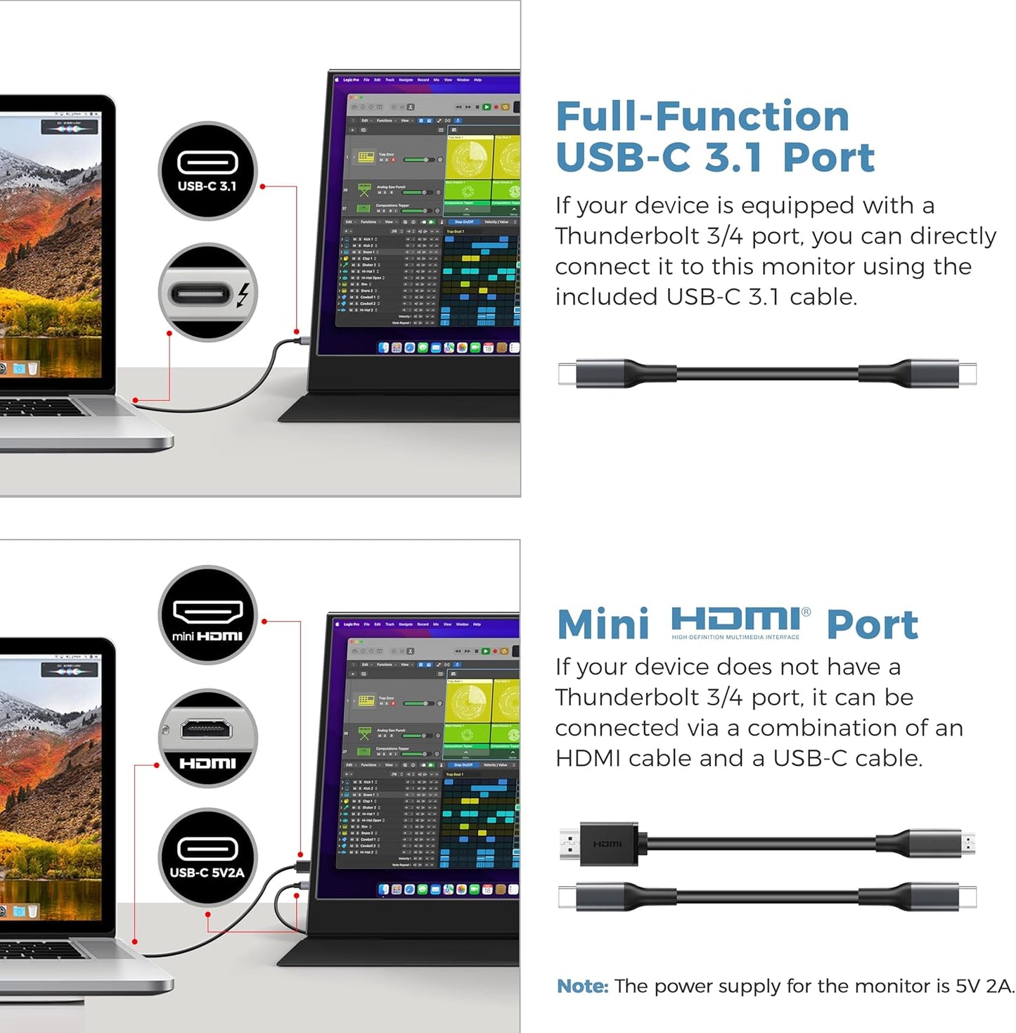 Portable Monitor 15.6-Inch FHD 1080P IPS with HDR for Gaming, USB-C/HDMI Extended Screen, Ultra-thin Plug&Play, with Case & Speakers, for Laptop MAC PC Phone DVR PS4/5 Xbox Switch