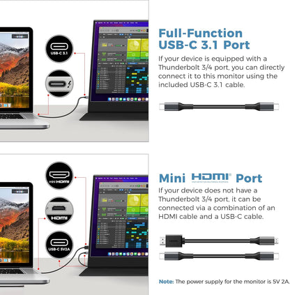Portable Monitor 15.6-Inch FHD 1080P IPS with HDR for Gaming, USB-C/HDMI Extended Screen, Ultra-thin Plug&Play, with Case & Speakers, for Laptop MAC PC Phone DVR PS4/5 Xbox Switch