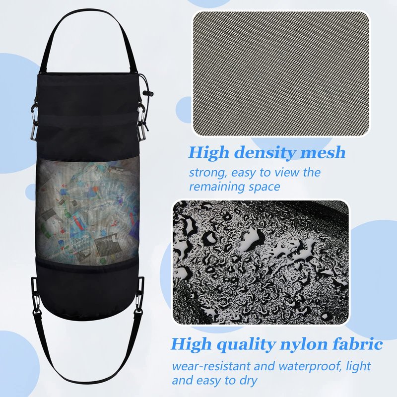 2 Packs Portable Boat Accessories Mesh Trash Bags Trash Can Garbage Container for Boat Kayak Camper Fishing Cabin Storage Men Women Adults(Black, White)