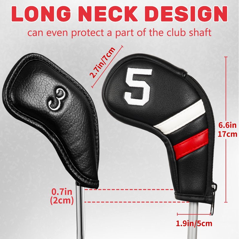 Big Teeth Golf Iron Headcovers, Colorful Iron Golf Club Covers Zipper Closure, Black and White Big Number Iron Golf Club Covers for Men