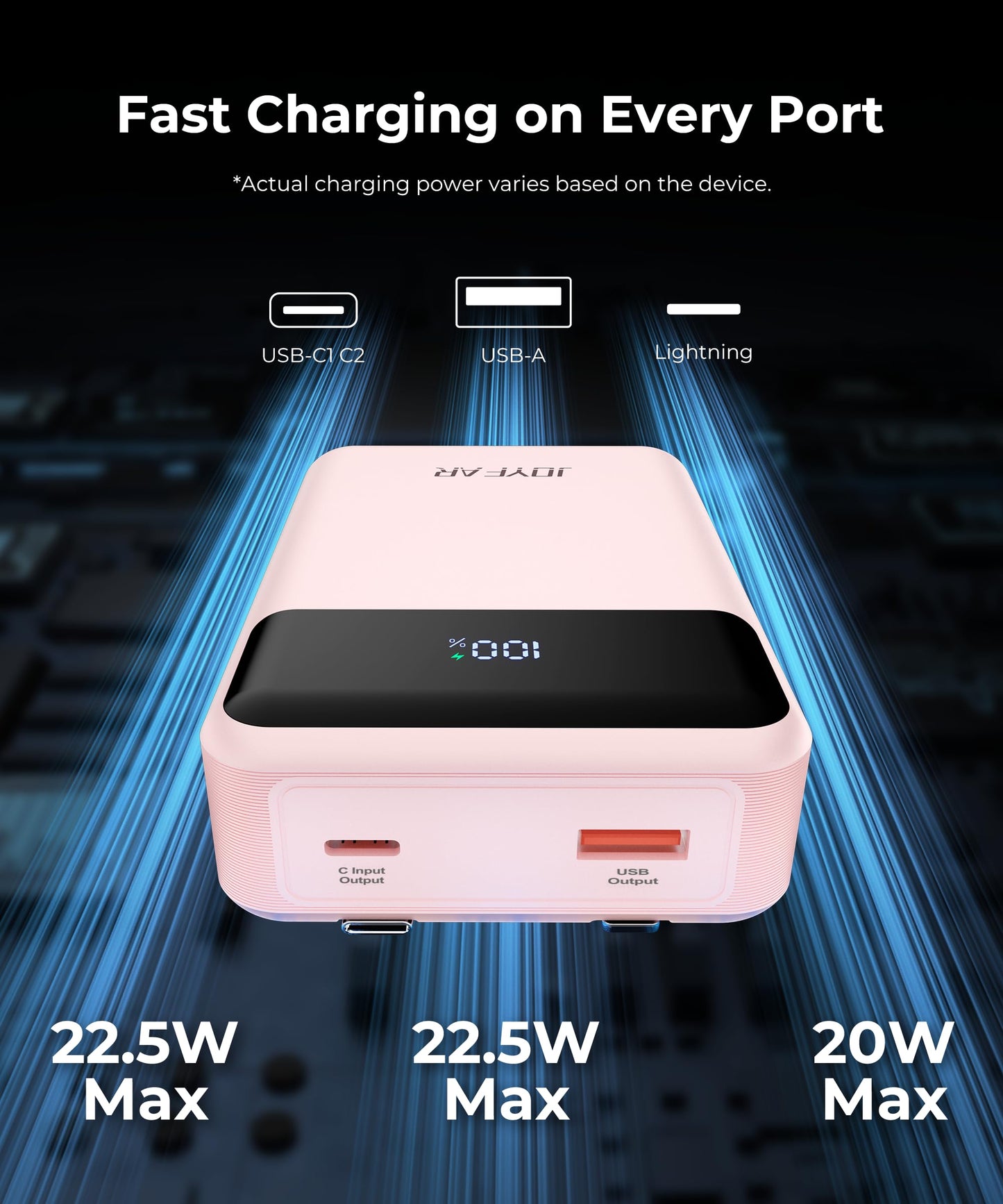 Portable-Charger-Power-Bank Travel Essentials Battery Pack USB C 30000mAh Built in Cable 22.5W Phone Fast Charging Powerbank Compatible with iPhone 16 15 14 13 12 11 iPad Samsung Google Xiaomi