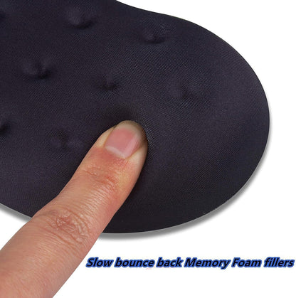 BRILA Ergonomic Memory Foam Mouse Wrist Rest Support Pad Cushion for Computer, Laptop, Office Work, PC Gaming - Massage Holes Design - Wrist Pain Relief (Black Mouse Wrist Rest)