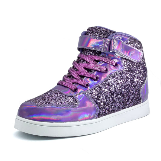 Glitter Shoes for Kids High Top Sparkle Sequins Sneakers for Boys Girls Gift Party Birthday Christmas Hallowmas