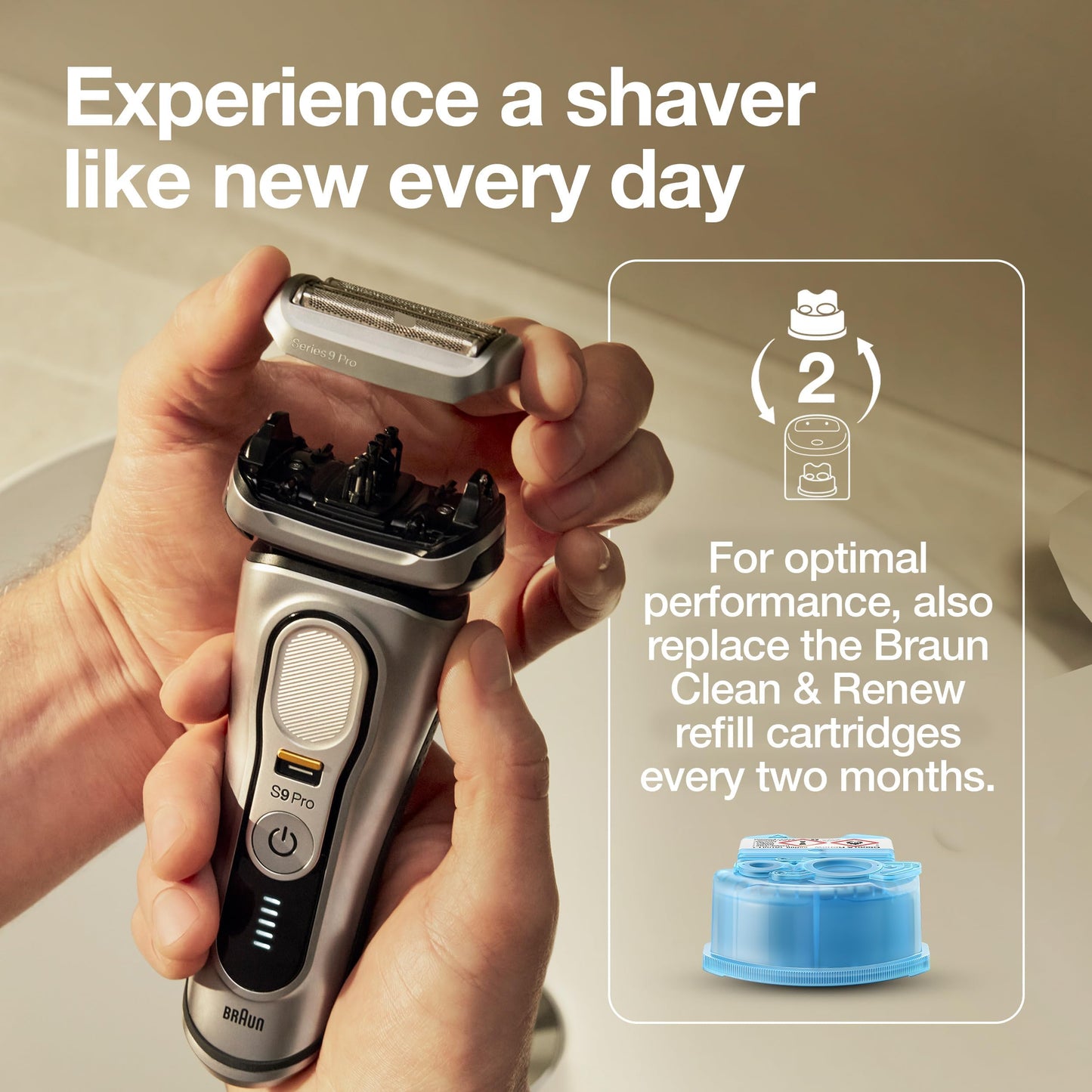 Braun Shaver Head Replacement Part 94M Silver, Compatible with Series 9 Pro and Series 9 Electric Razors for Men