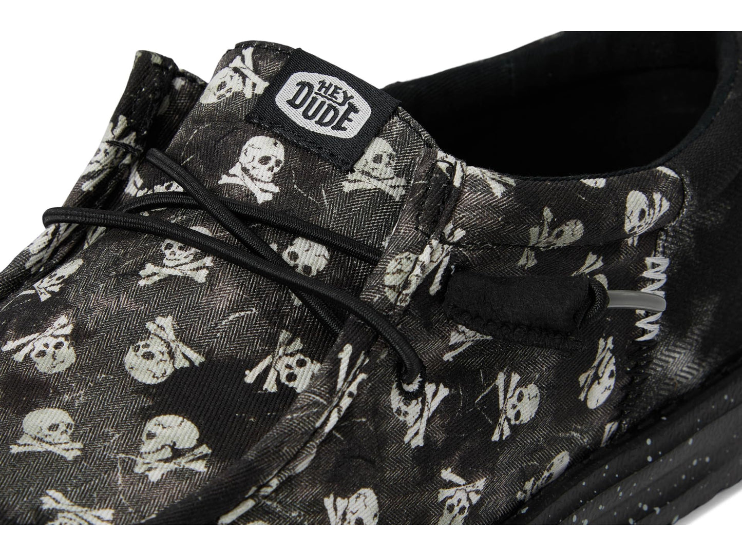 HEYDUDE Men's Wally Funk Skull Print, Black/Black Oyster, 10 Medium