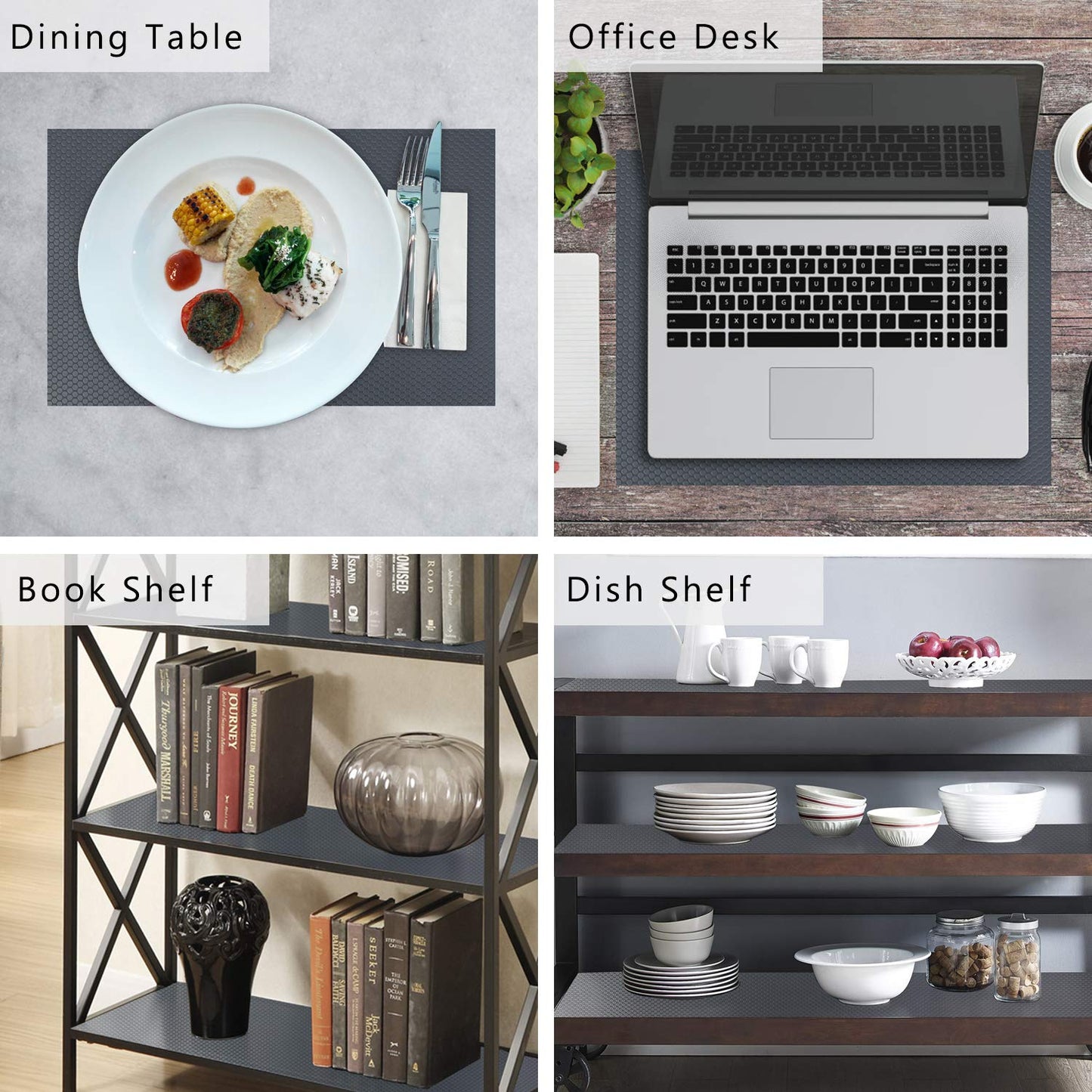 HooTown Shelf Liner Kitchen Cabinet Drawer Mats 23.6 Inch Wide x 19.6 Feet Long, Non Slip EVA Plastic Water Resistant Pad for Bathroom Drawers,Shoe Shelves, Under Sink, Gray