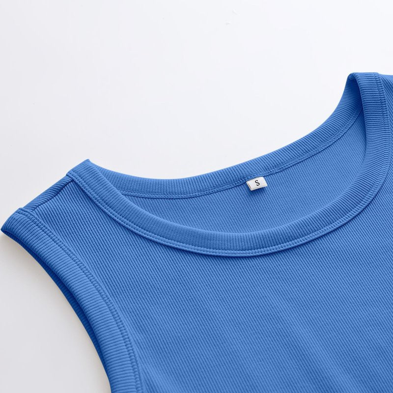 ANRABESS Womens Sleeveless High Neck Tank Tops Fashion Summer Casual Basic Slim Fit Ribbed Racerback Top Shirt Clothes Royal Blue-XL