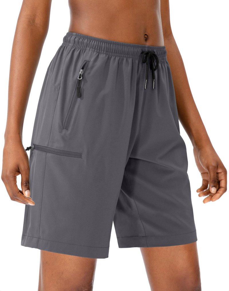 SANTINY Women's 5''/ 7''/9'' Hiking Cargo Shorts Quick Dry Lightweight Summer Shorts for Women Athletic Golf Zipper Pockets(Dark Grey_3XL)