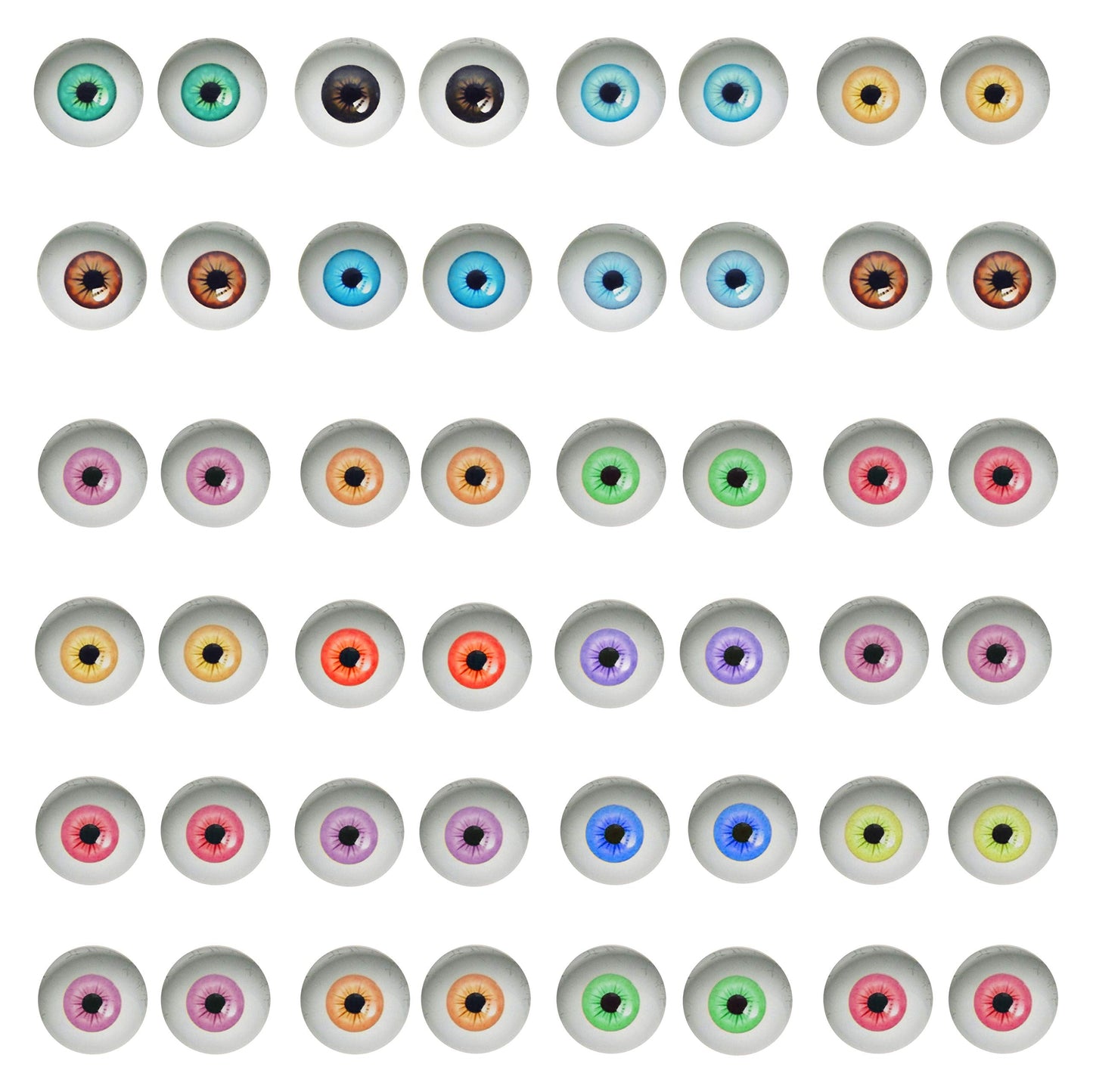 20 pairs 20mm Halloween Glass Human Eyes for Art Dolls Sculptures Props Masks Fursuits Jewelry Making Taxidermy Flatback Cabochon