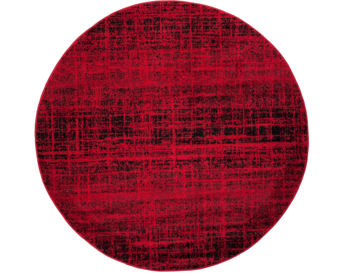 SAFAVIEH Adirondack Collection Area Rug - 4' Round, Red & Black, Modern Abstract Design, Non-Shedding & Easy Care, Ideal for High Traffic Areas in Living Room, Bedroom (ADR116F)