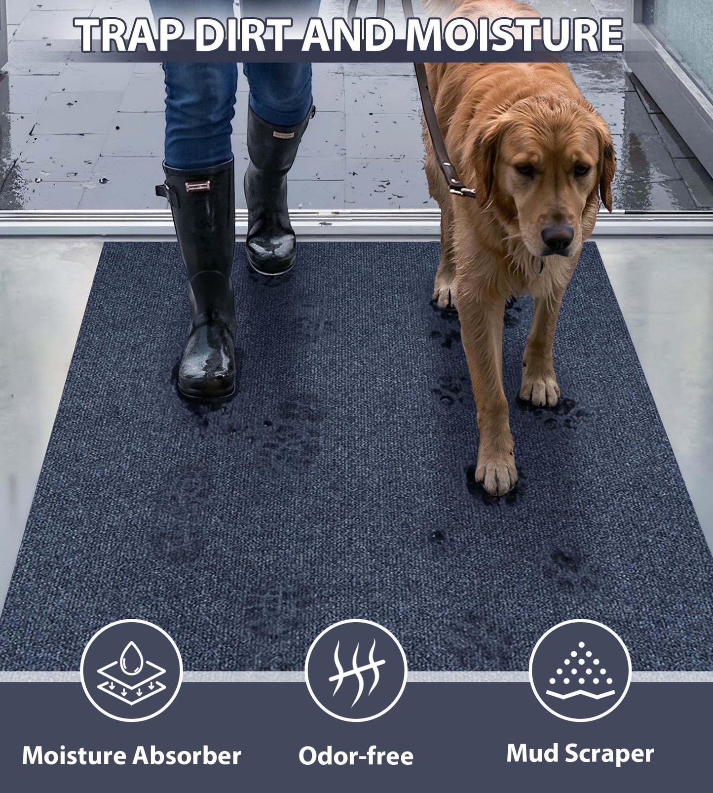 jxgzyy Runner Rugs for Hallway 2'11 x 9'10'', Non Slip Carpet Runner, Heavy Duty Outdoor Long Floor Mat for Entrance, Garage, Mudroom, Gray
