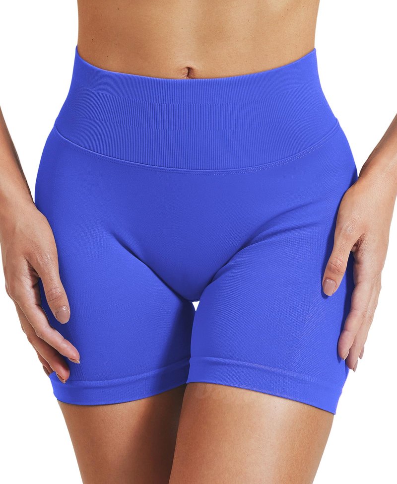 VOYJOY Women Workout Impact Shorts 2.5"/ 3.6"/ 4.5"/ 6" Scrunch Butt Lifting Gym Seamless Booty Biker Shorts Electric Blue