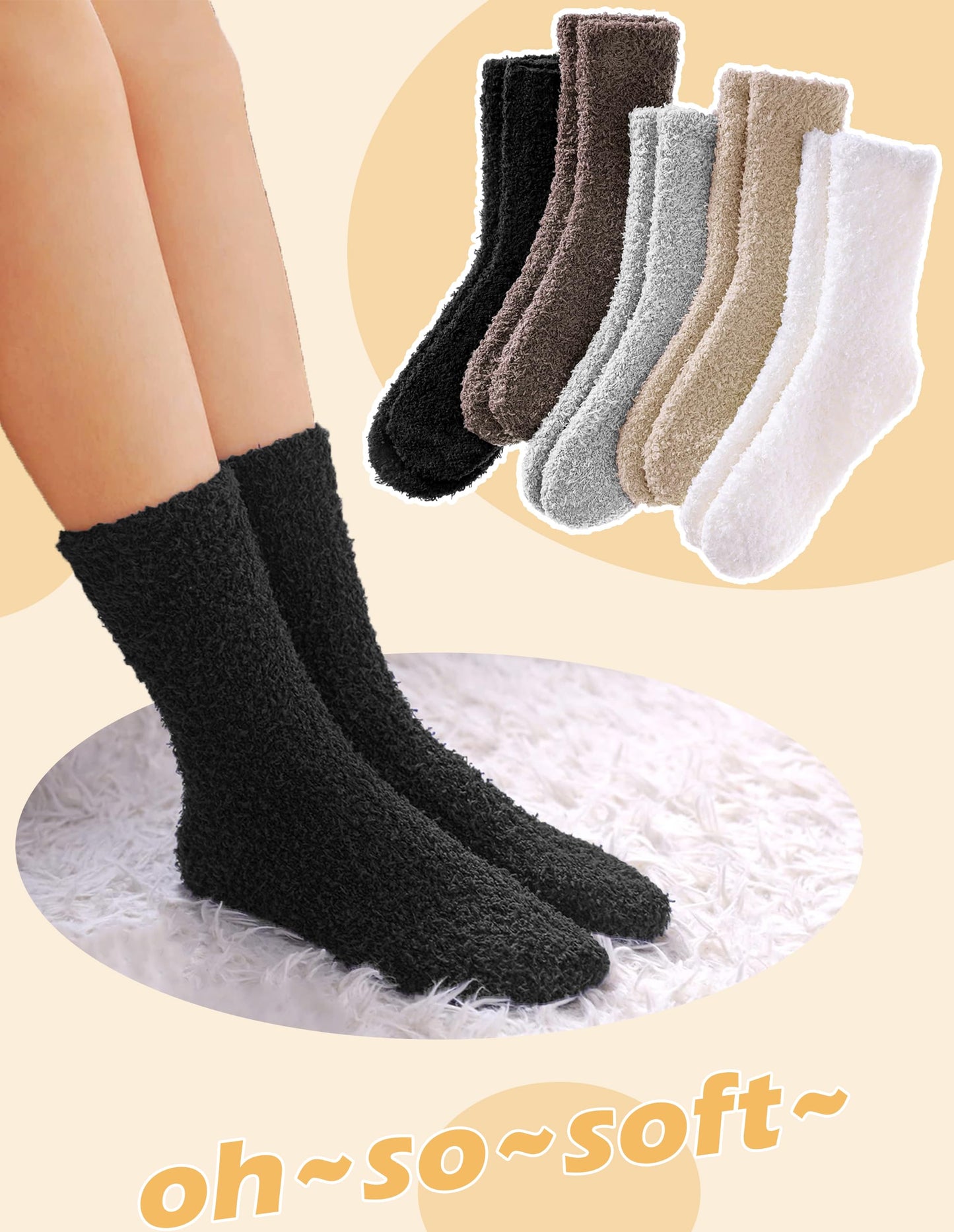 Josnown Fuzzy Socks for Women Cozy Soft Fluffy Slipper Warm Winter Plush Sleep Socks Christmas Gifts for Women, Size 5-10
