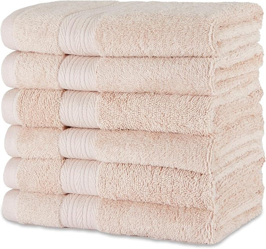 Amazon Basics Fade-Resistant 100% Cotton Hand Towel, Blush Pink