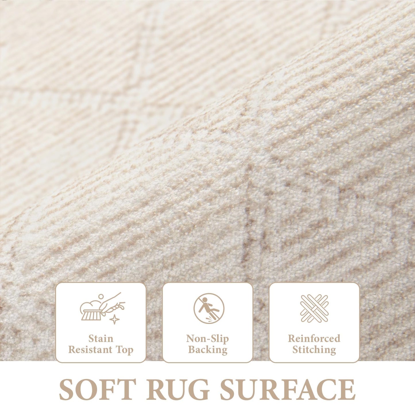 Area Rug for Living Room 9x12: Large Washable Boho Moroccan Rugs Geometric Neutral Rug, Non-Slip Foldable Morden Farmhouse Indoor Floor Carpet for Bedroom Dining Table Home(Modern Beige,9'x12')