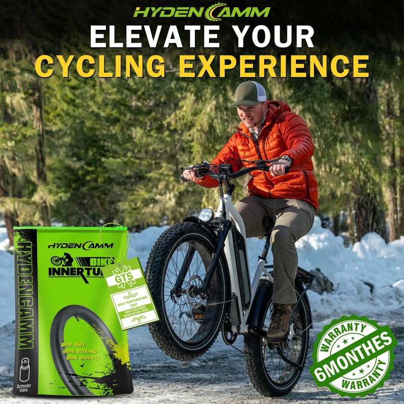 Hydencamm 4 Pack 26x4.0 Fat Bike Tube, 26'' x 3.5/4.0 AV Schrader Valve, Premium Butyl Fat Tire Tube 26x4 with 2 Tire Levers, 26x4 Tube Compatible with Mountain, City and Road Bikes, E-Bike, Fat Bike