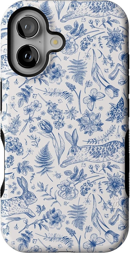 Casely iPhone 16 Case | Nantucket Cottage | Blue Hydrangea | Compatible with MagSafe | Bold Protective Design