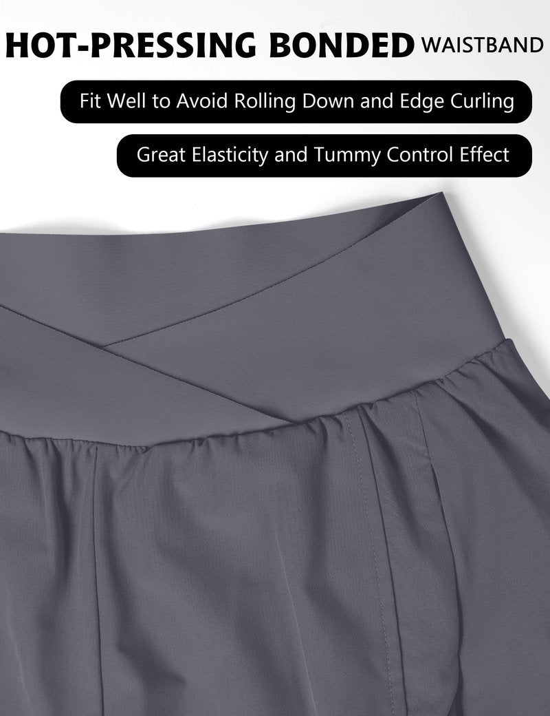 Blooming Jelly Women's Workout Shorts Athletic Running Elastic High Waisted Black Gym Yoga Shorts with Zipper Pockets (Medium Grey,Medium)