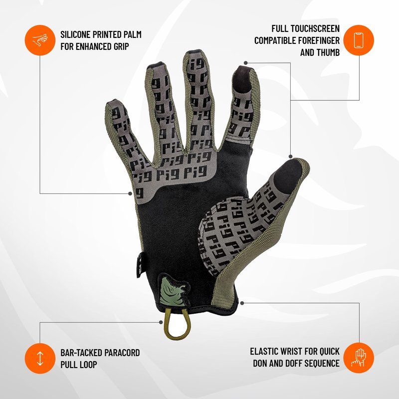 PIG FDT Delta Utility Gloves, Touchscreen Compatible, High Dexterity for Shooting Sports, 1 Pair, Ranger Green, X-Large