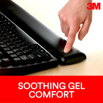 3M Gel Wrist Rest, Black Leatherette, 18 Inch Length, Antimicrobial Product Protection (WR309LE)