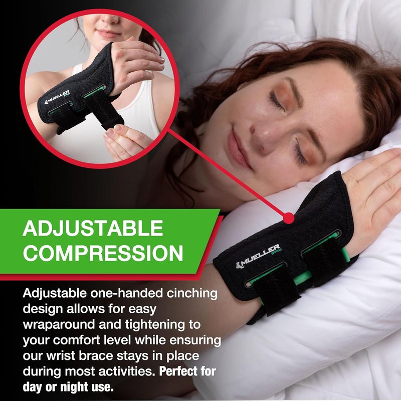 MUELLER Wrist Brace for Men & Women - Pain Relief Support for Carpal Tunnel & Arthritis | Black, Small/Medium