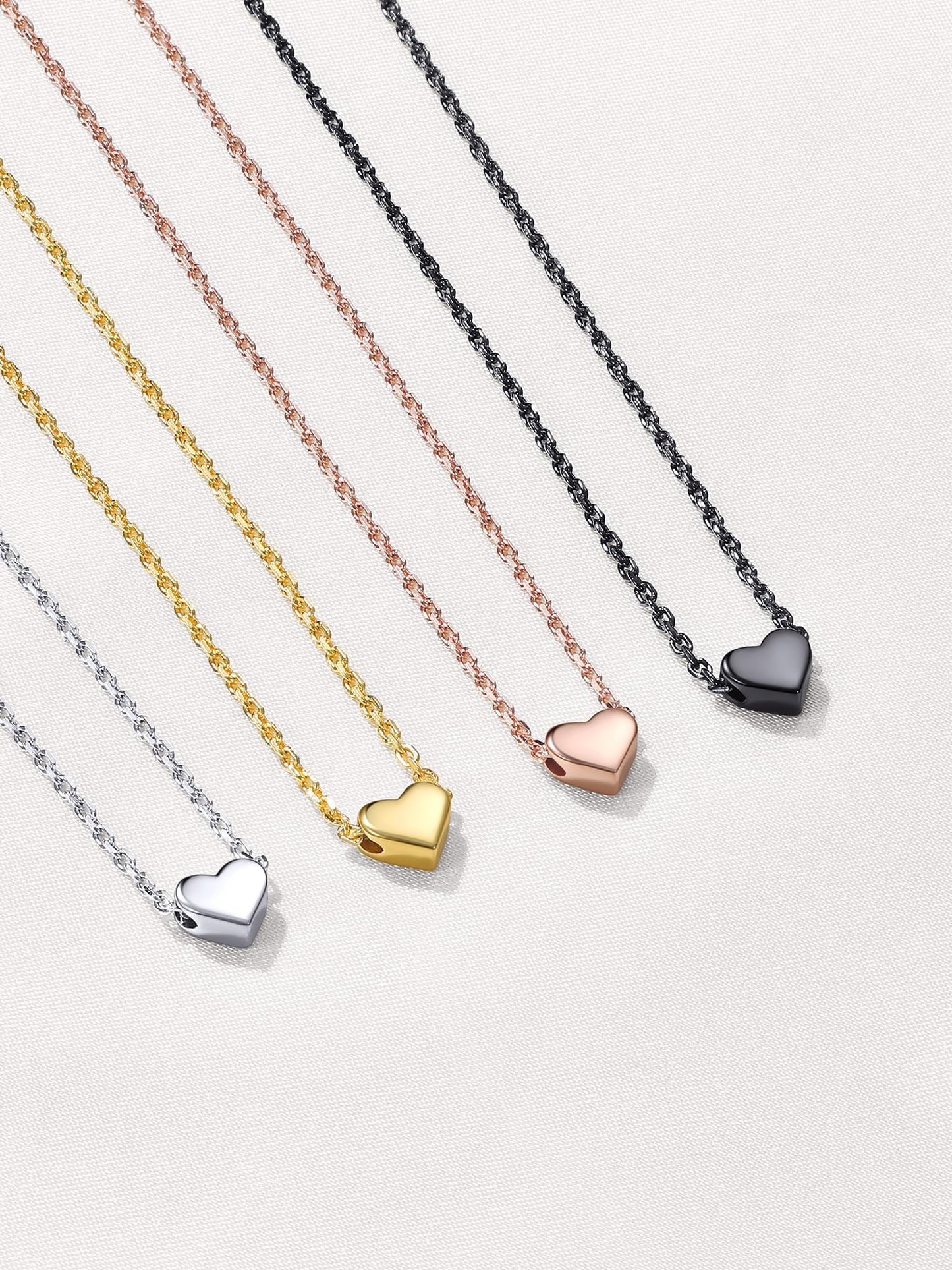 ChicSilver Black Necklaces for Women 925 Sterling Silver Tiny Heart Pendant Necklace for Women Dainty Necklace Christmas Necklaces