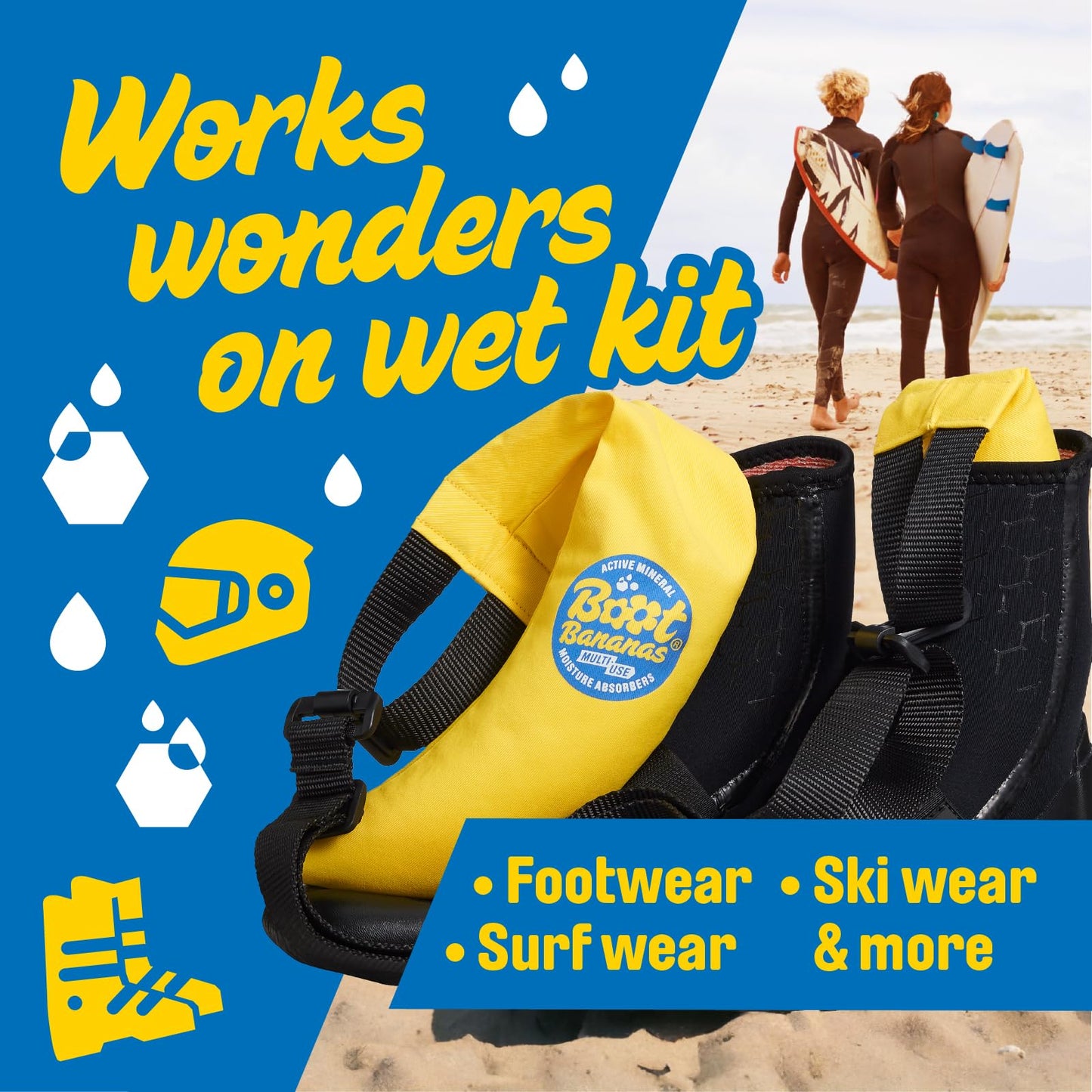 Boot Bananas Active Mineral Moisture Absorbers – Heat-Free Drying Inserts for Wet Hiking Boots, Ski Boots, Trainers & Outdoor Gear – Combat Damp, Odour & Footwear Funk – Lasts up to 12 Months