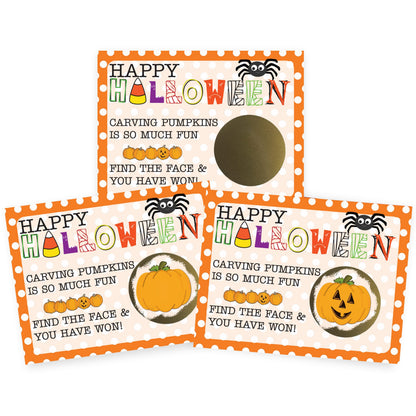 My Scratch Offs - 26 Pack Halloween Find The Jack-O' Lantern Scratch Off Game Cards for Party Favors, Small Business, Prizes, Family Games - 3"x4"