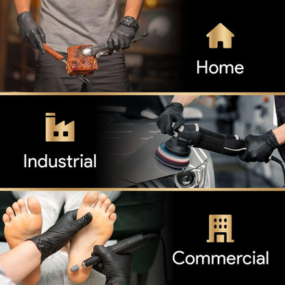 FifthPulse 6 Mil Black Nitrile Gloves Large, Heavy-Duty Disposable Gloves for Mechanics, Food Prep, and Medical Use - Powder-Free, Latex-Free, Extra Thick & Puncture-Resistant Rubber Glove - 50 Count